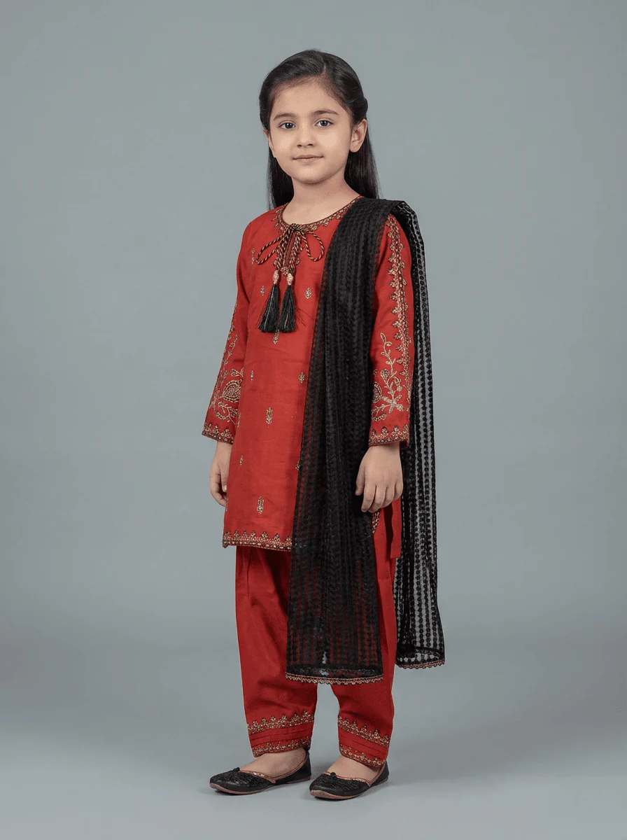 Motif Kids Embroidered Suit-26402 - Image 8