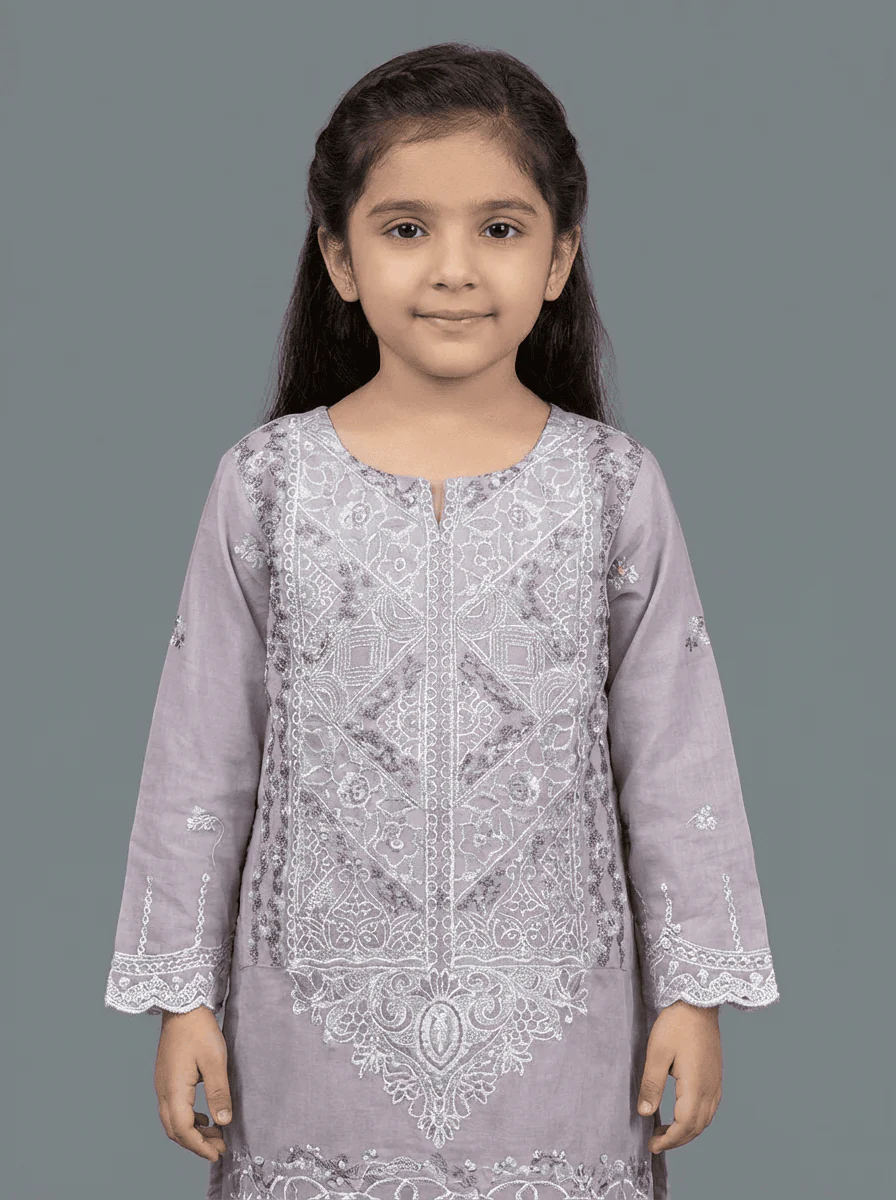 Motif Kids Lawn Embroidered Suit-033 - Image 3