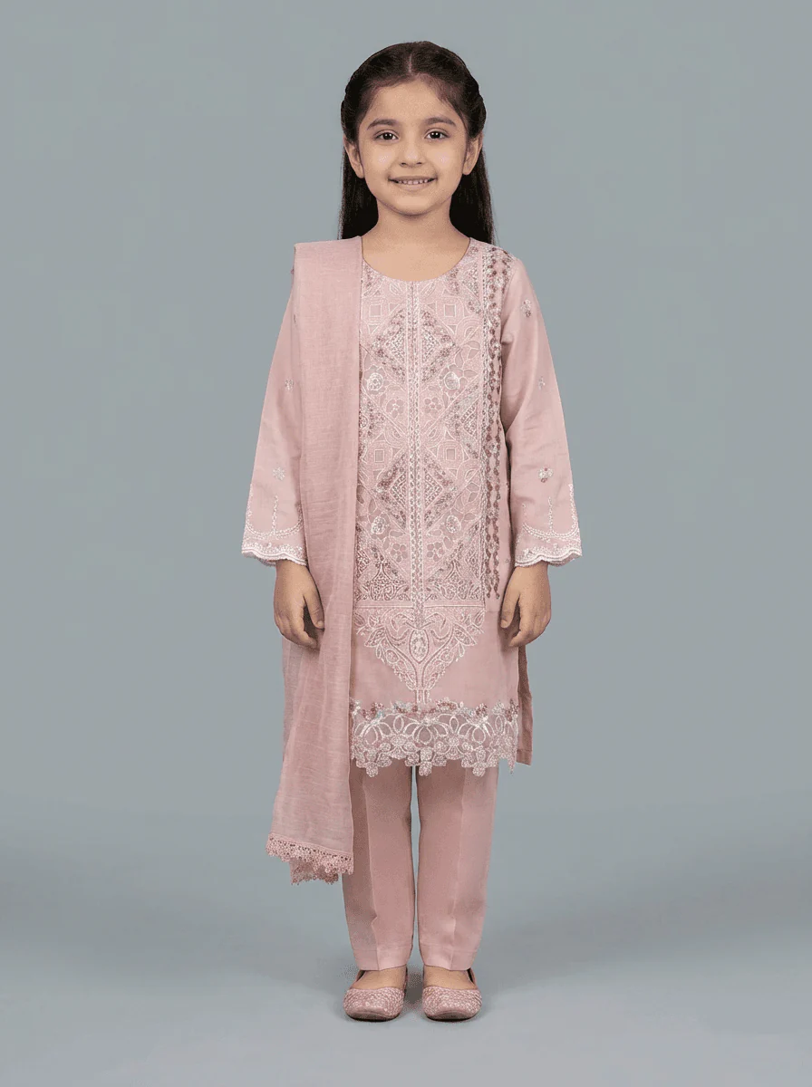 Motif Kids Lawn Embroidered Suit-033 - Image 6