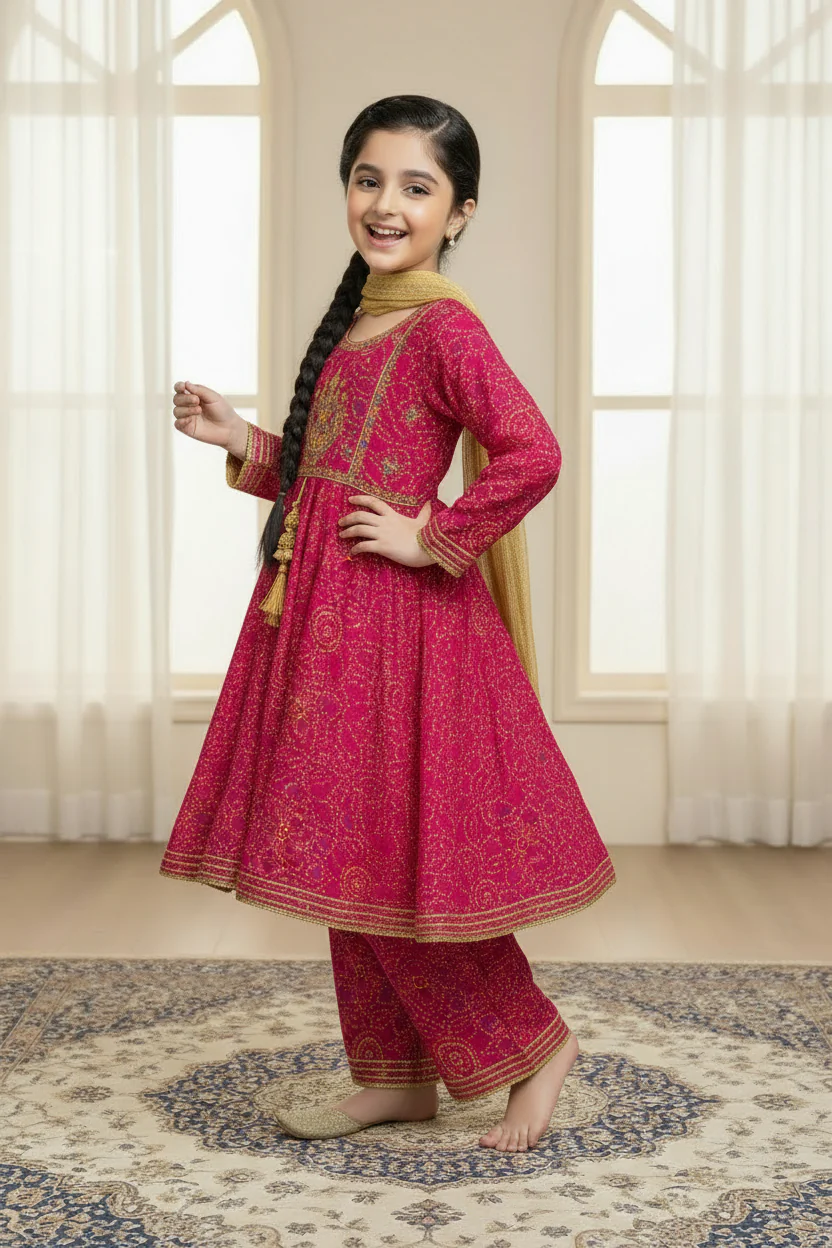 Motif Kids Lawn Printed Frock-25429 - Image 2