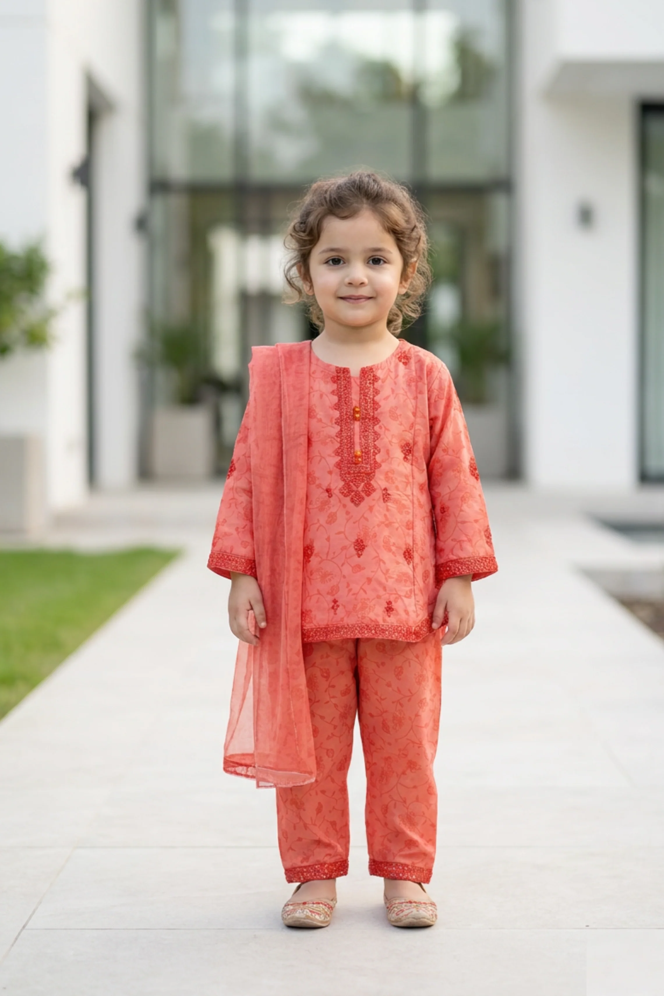 Motif Kids Printed Embroidered Suit-26313