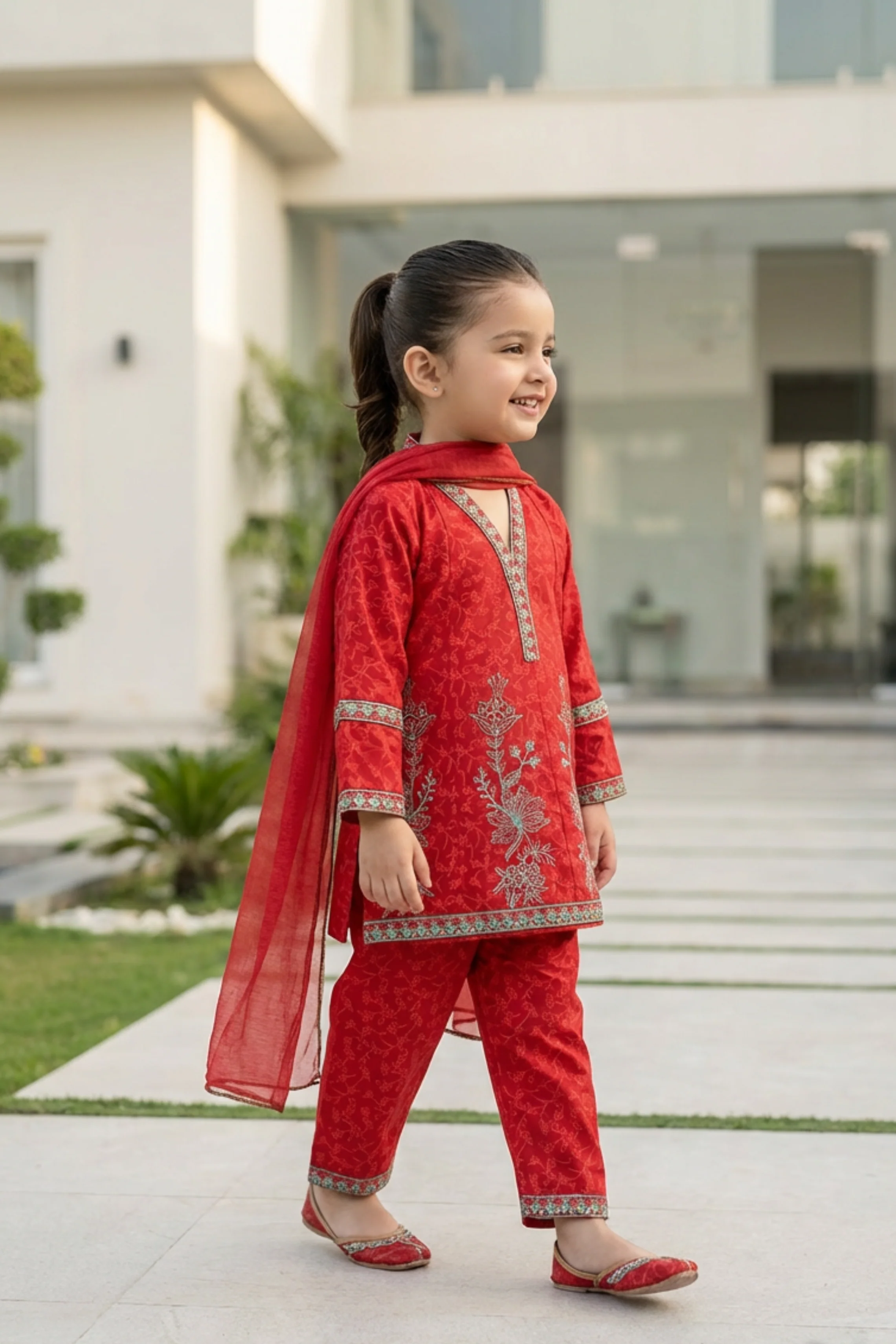 Motif Kids Printed Embroidered Suit-26320 - Image 2