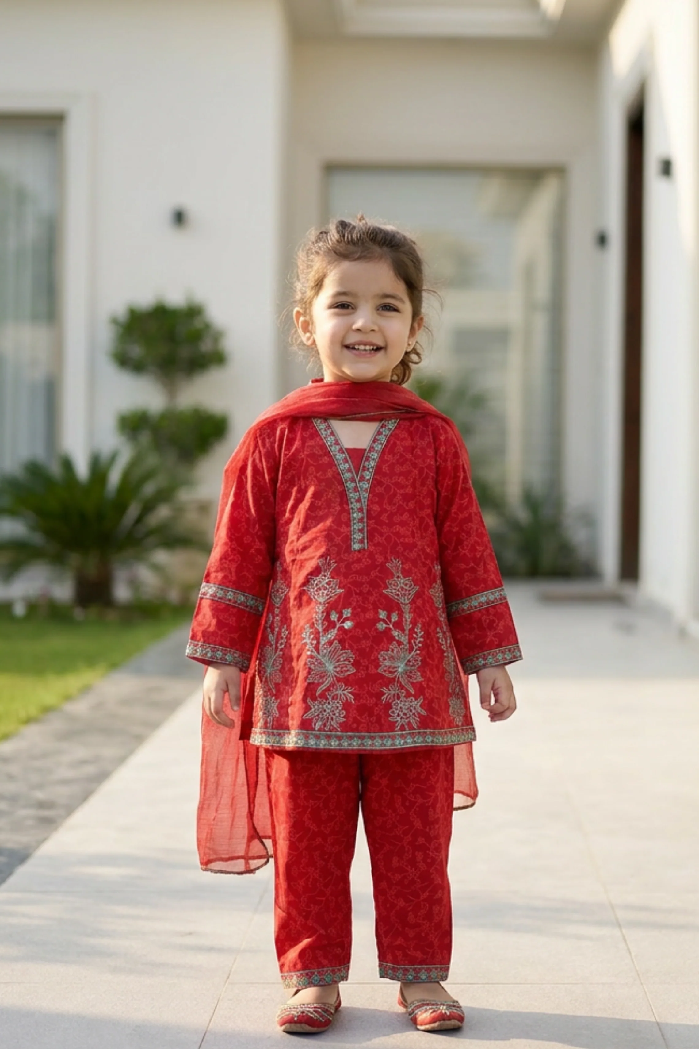 Motif Kids Printed Embroidered Suit-26320 - Image 3