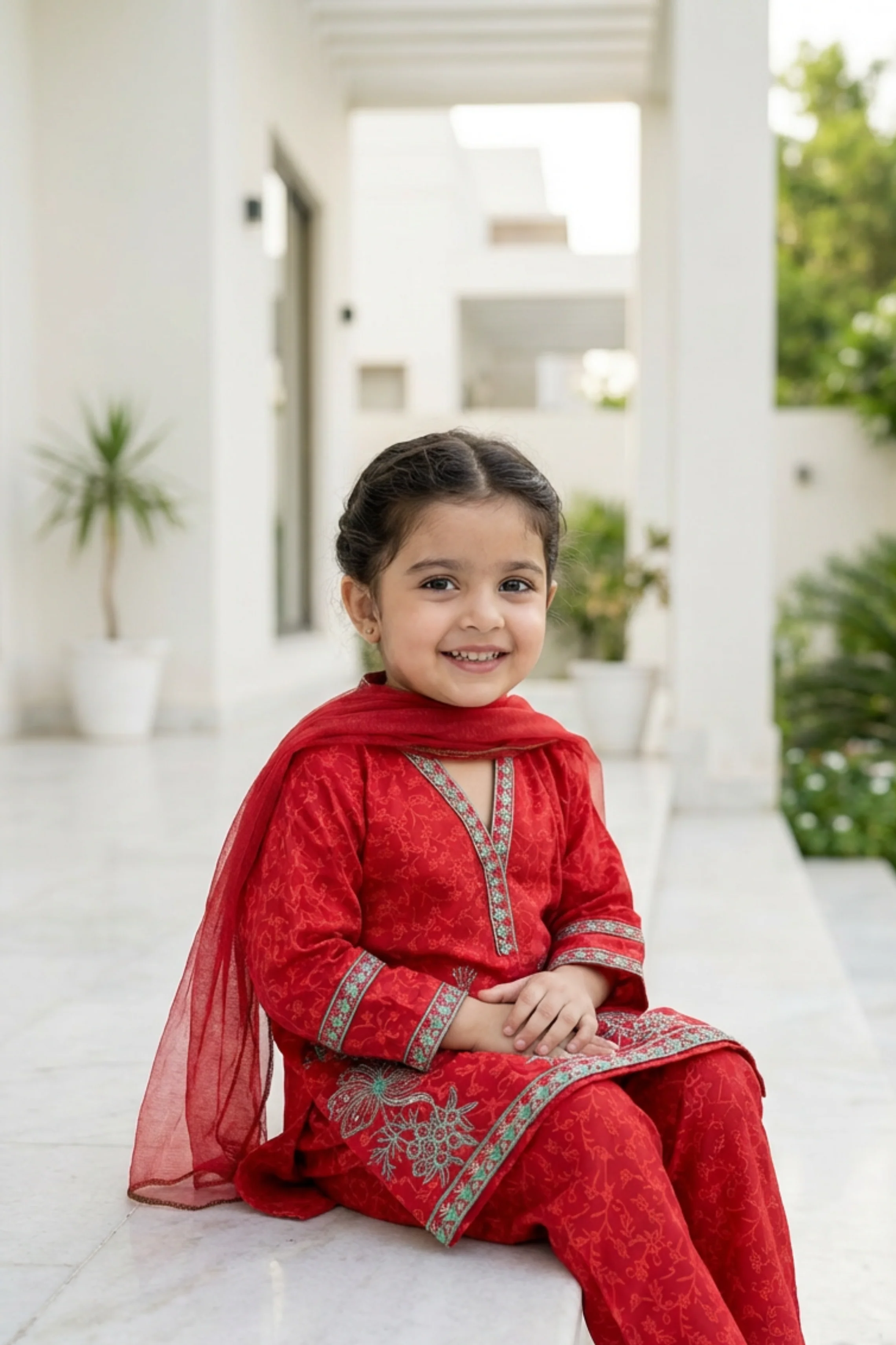 Motif Kids Printed Embroidered Suit-26320 - Image 4