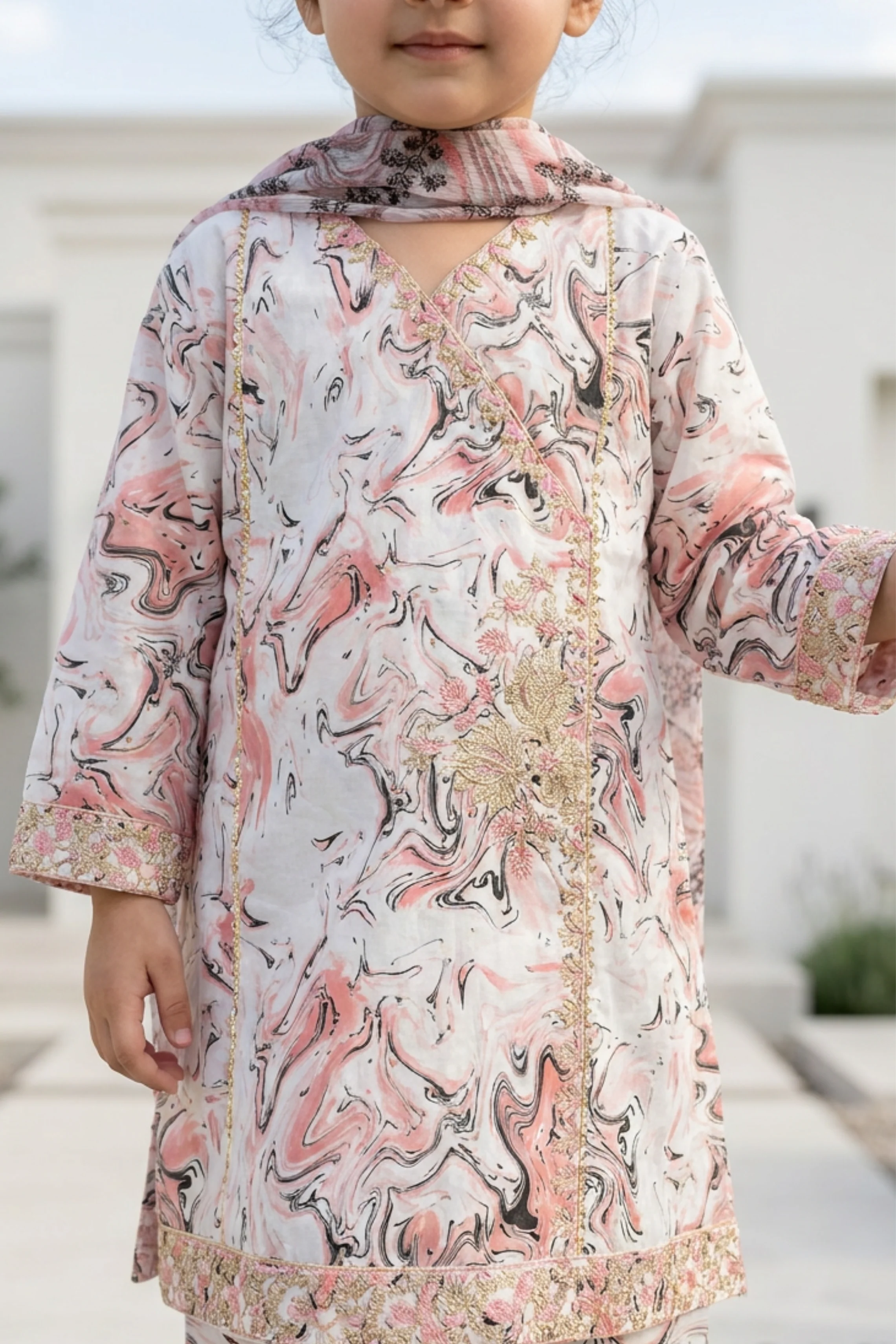 Motif Kids Printed Embroidered Suit-26322 - Image 3