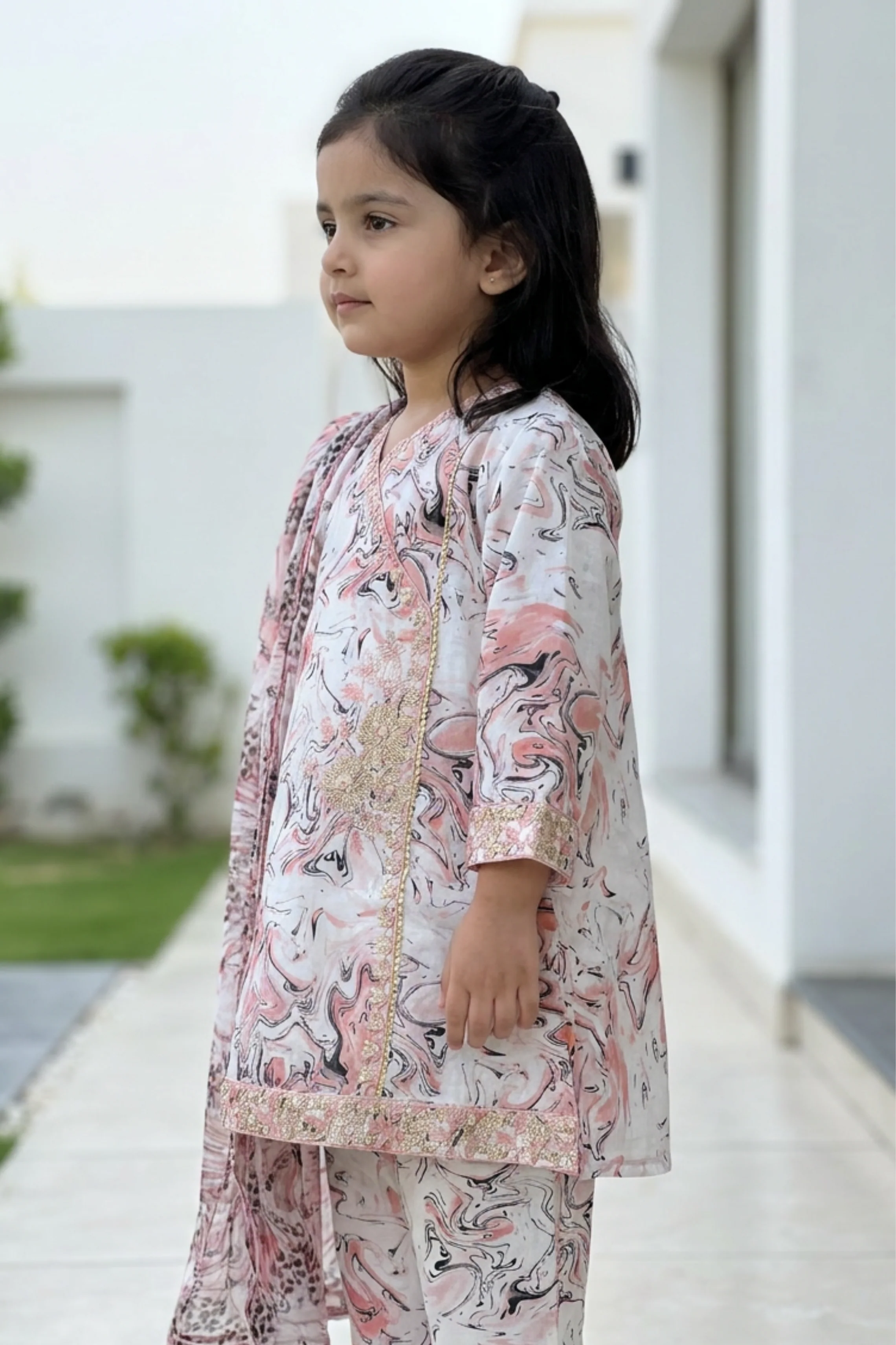 Motif Kids Printed Embroidered Suit-26322 - Image 4