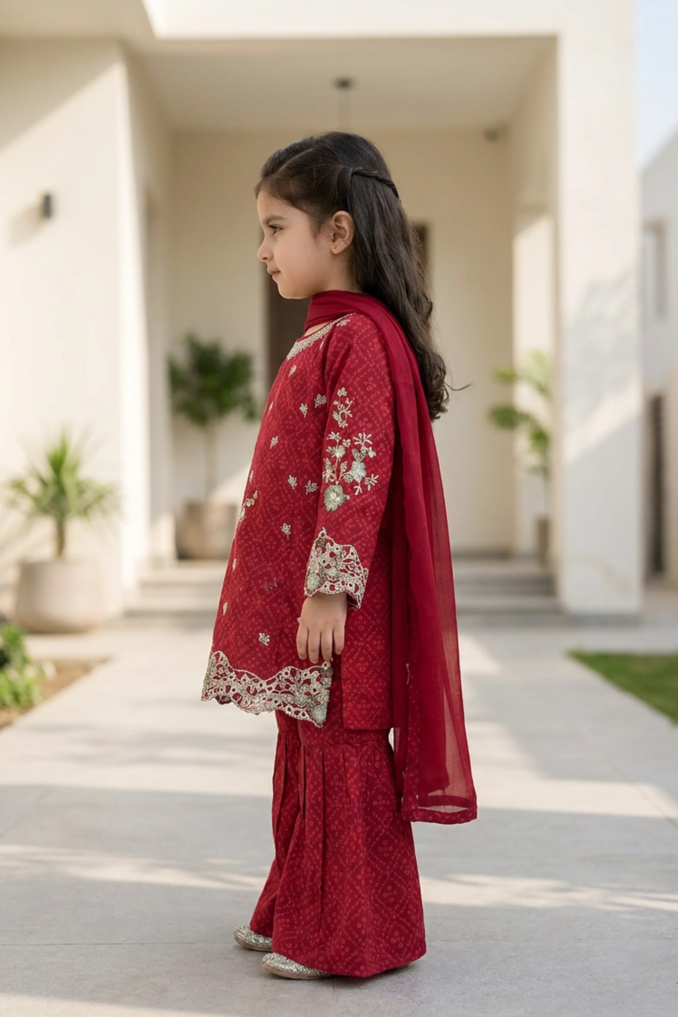 Motif Kids Printed Embroidered Suit-26567 - Image 3