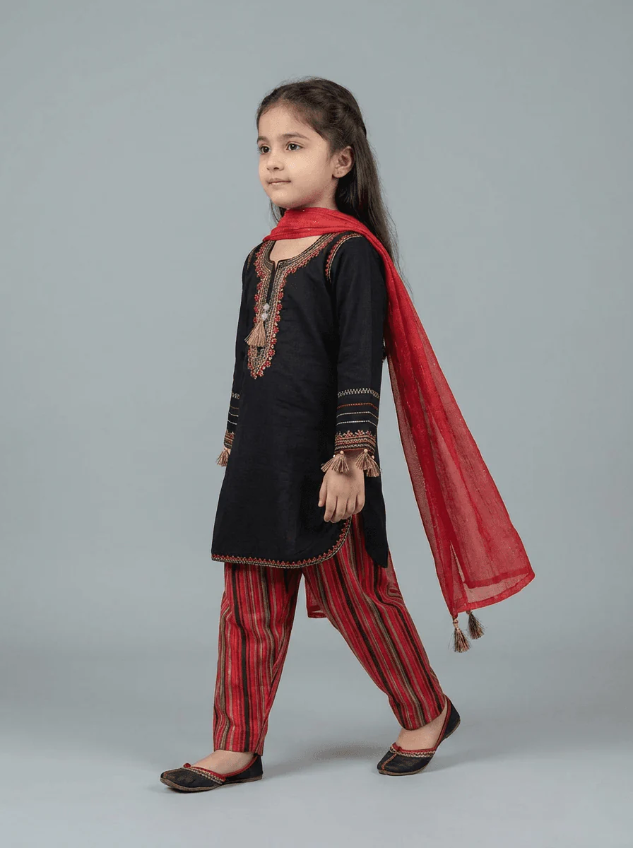 Motif Kids Embroidered Suit-711 - Image 2