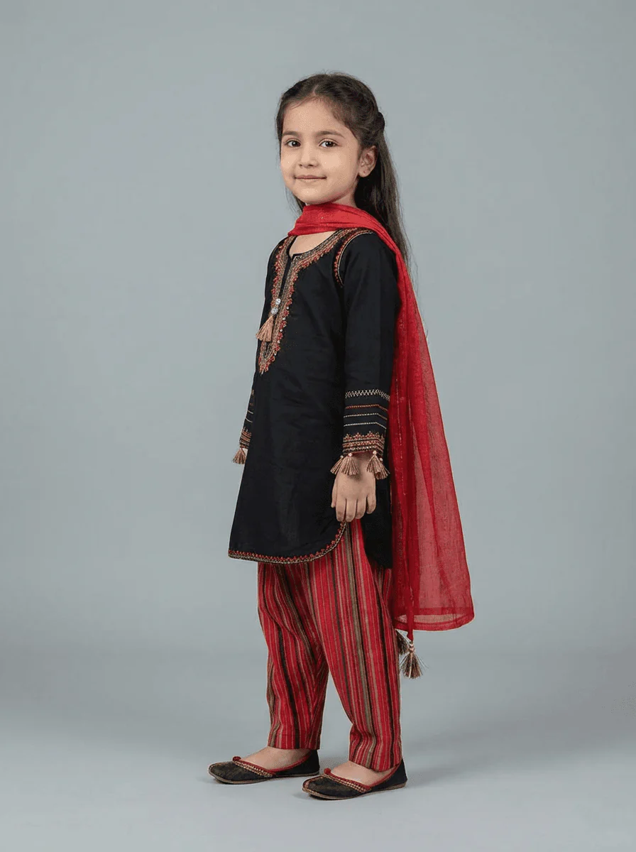 Motif Kids Embroidered Suit-711 - Image 3