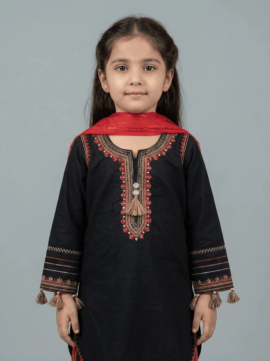 Motif Kids Embroidered Suit-711 - Image 5