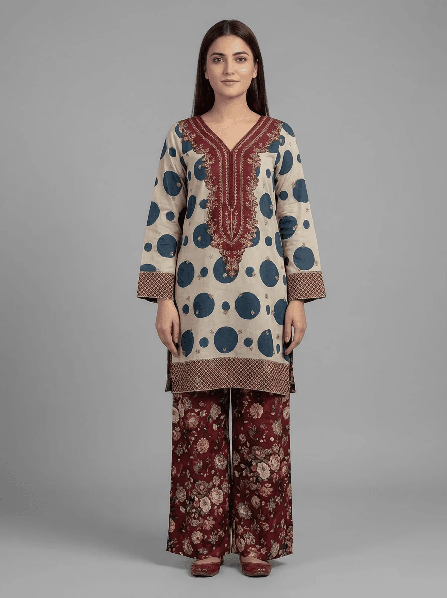 Motif Lawn Printed Co-ord Set-011