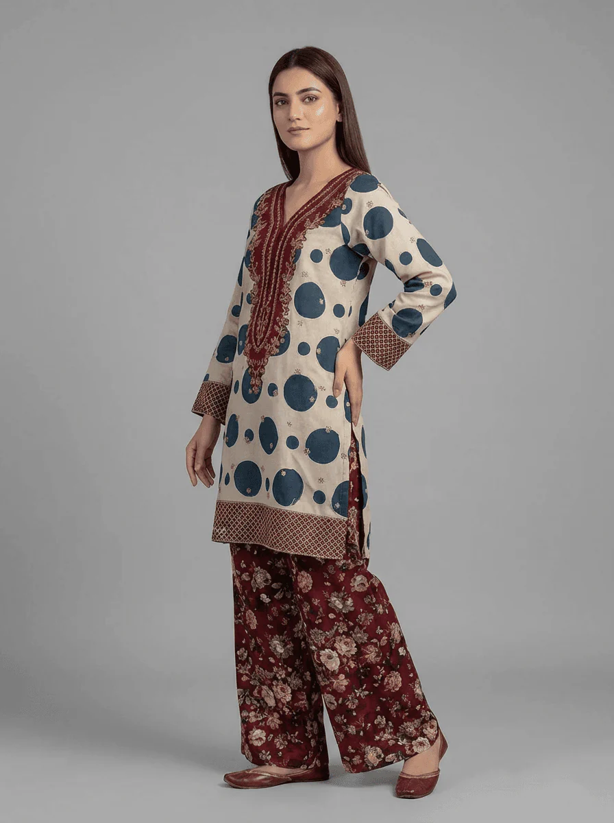 Motif Lawn Printed Co-ord Set-011 - Image 2