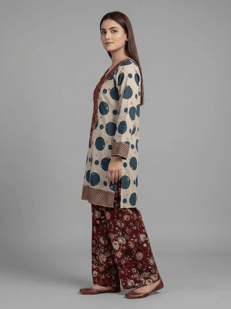 Motif Lawn Printed Co-ord Set-011 - Image 3