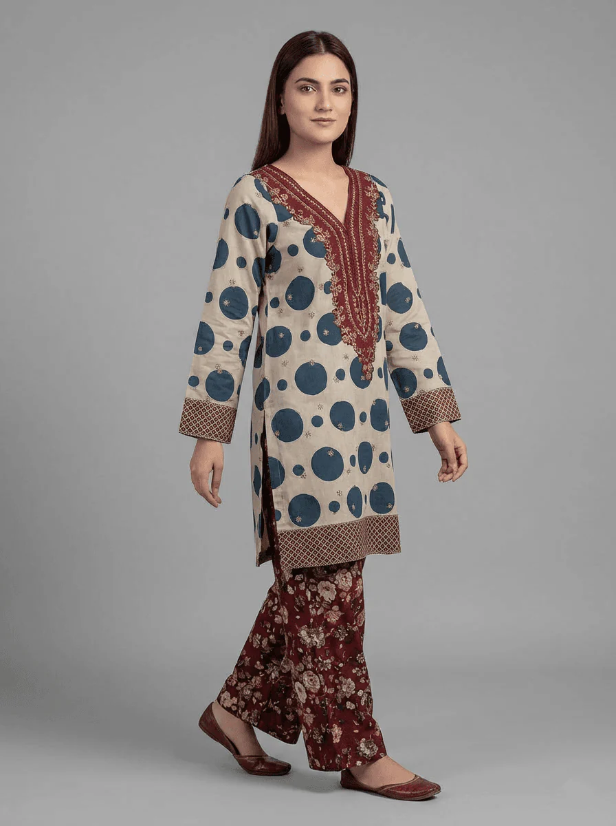 Motif Lawn Printed Co-ord Set-011 - Image 4