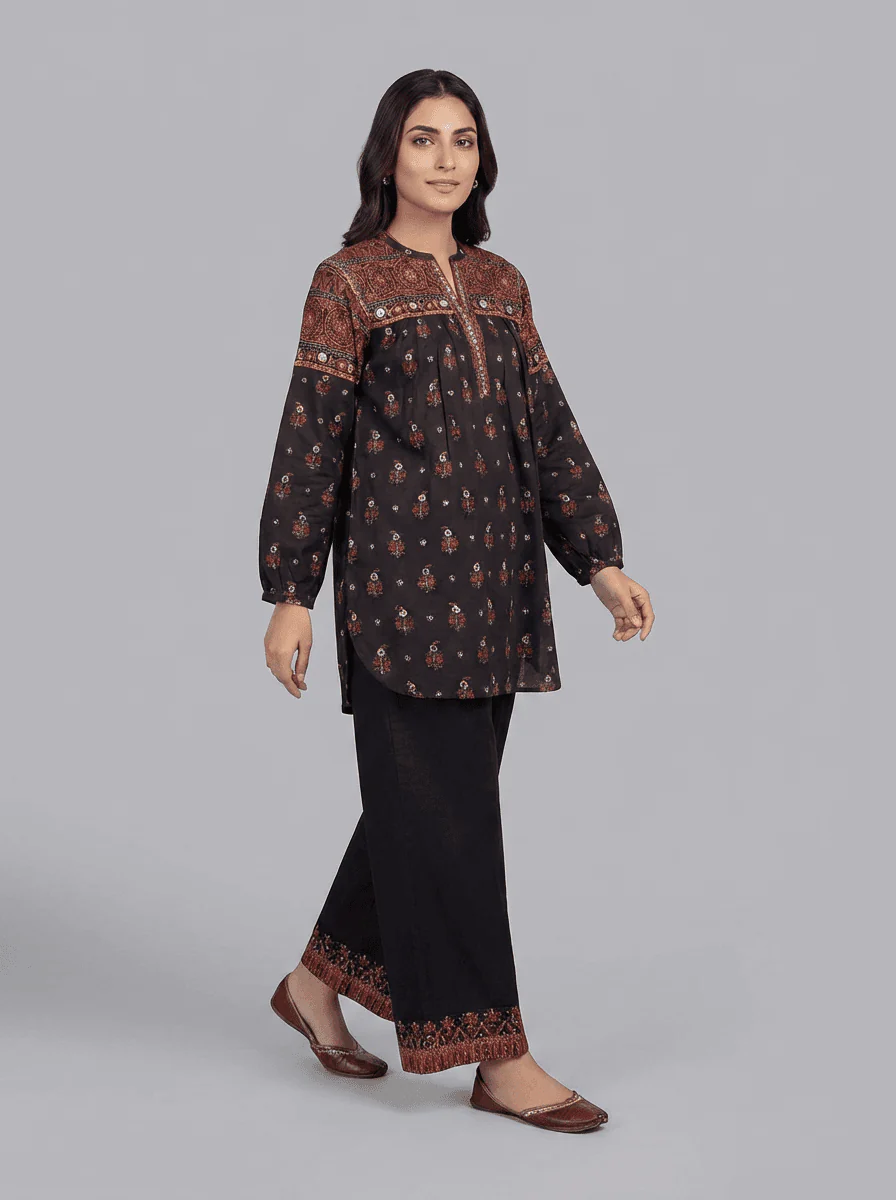 Motif Lawn Printed Co-ord Set-028 - Image 3