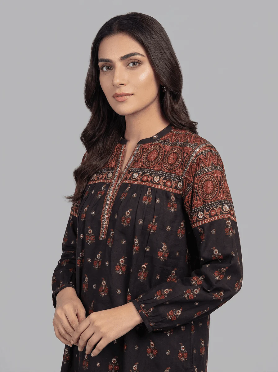 Motif Lawn Printed Co-ord Set-028 - Image 5