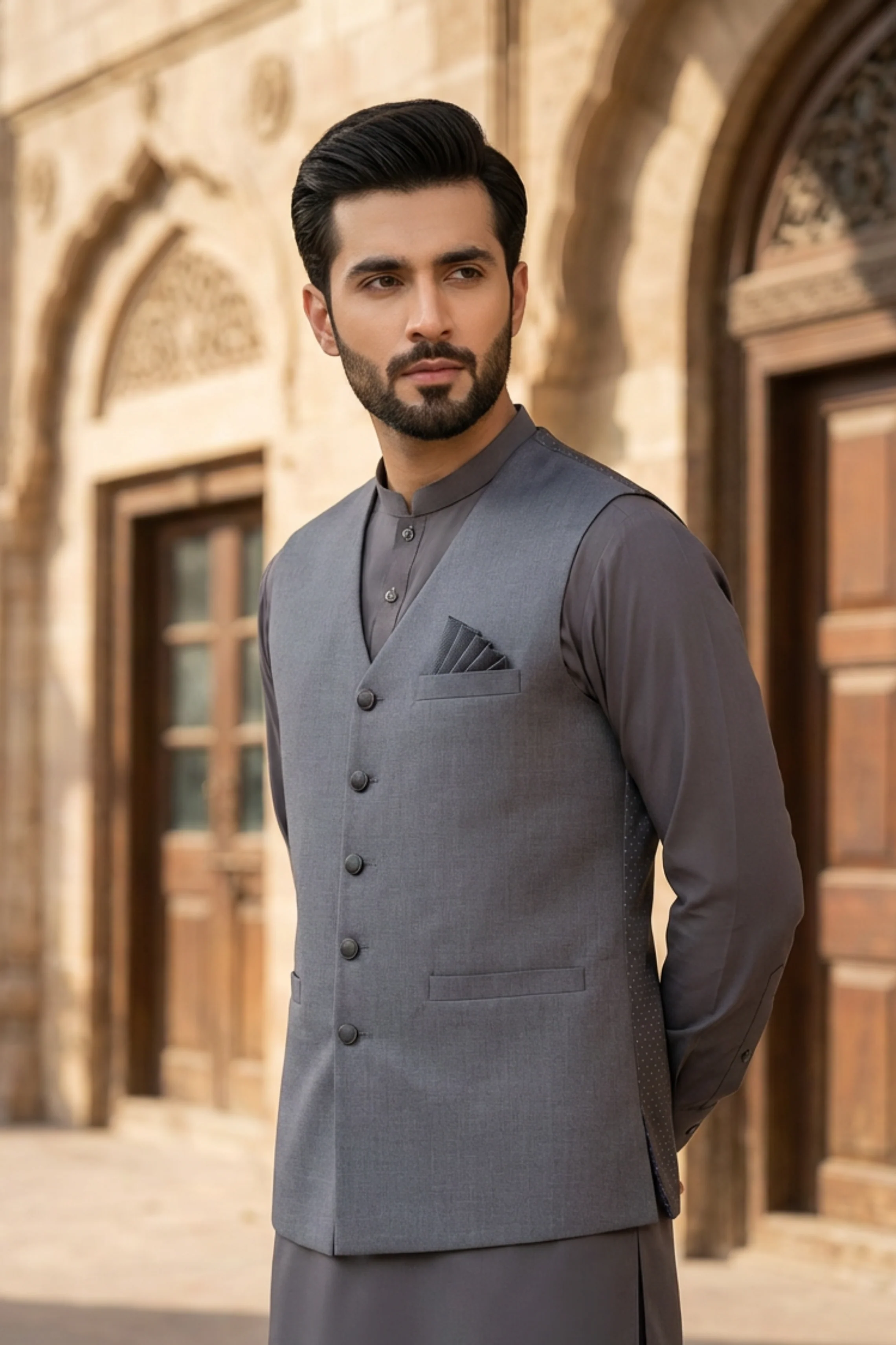 Motif Men's Waistcoat-8084 - Image 2