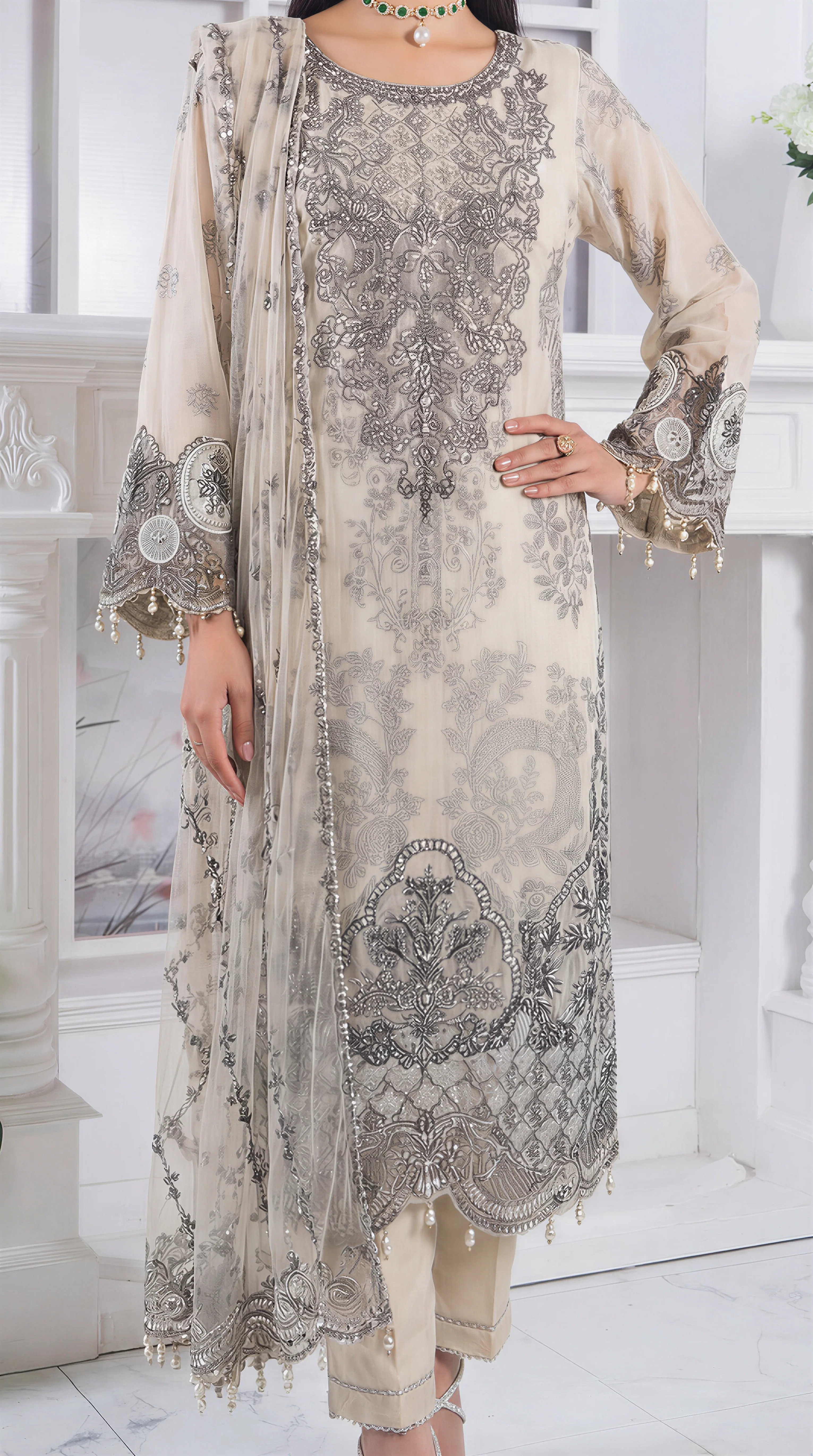 Motif Jacquard Embroidered suit-3992 - Image 3