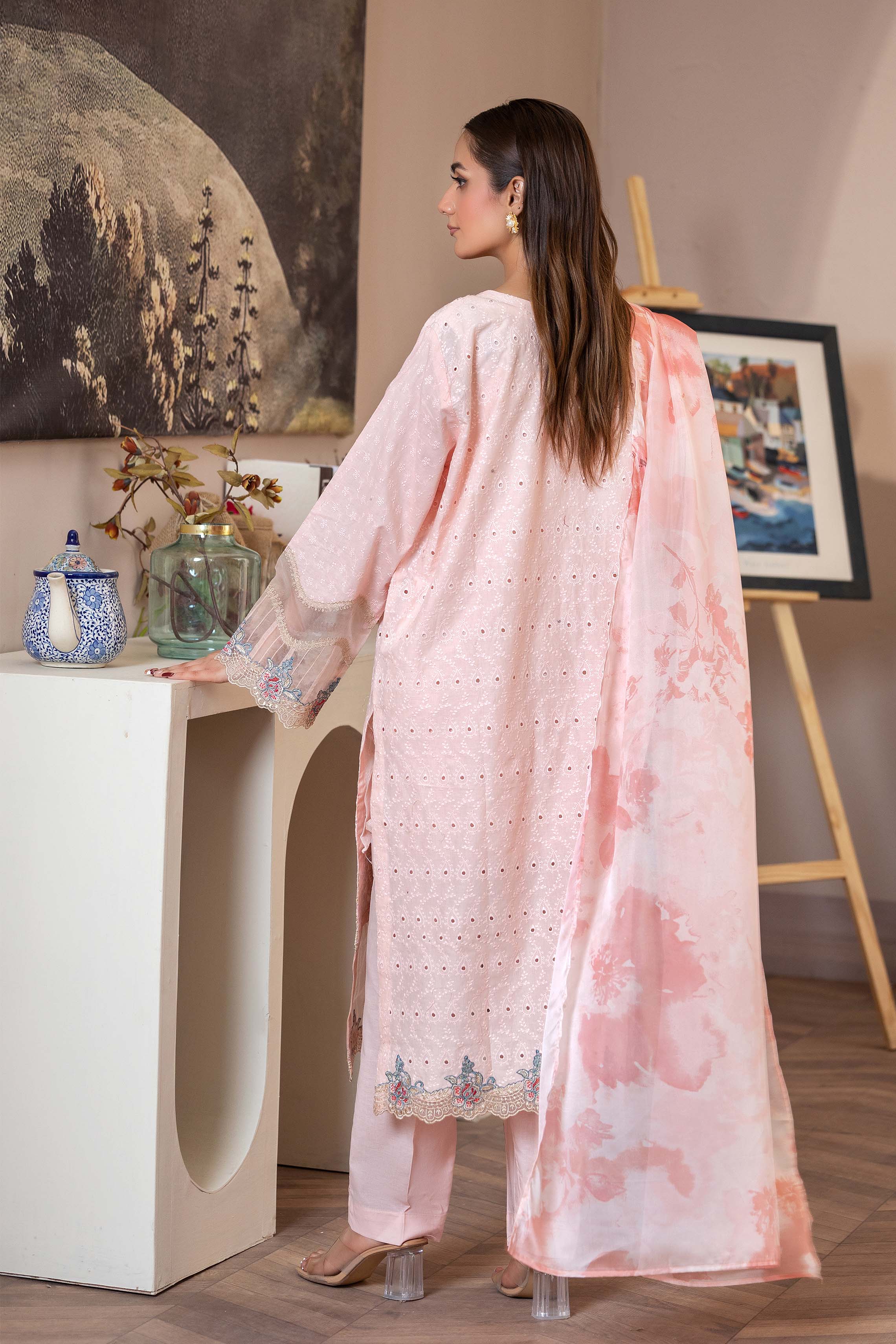 Motif Chikankari Embroidered Suit-102 - Image 6