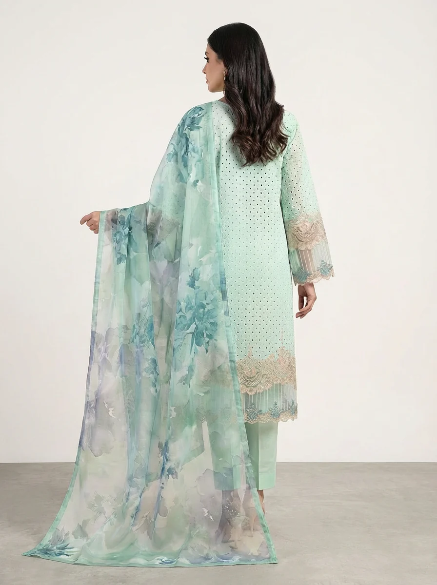Motif Chikankari Embroidered Suit-102 - Image 8