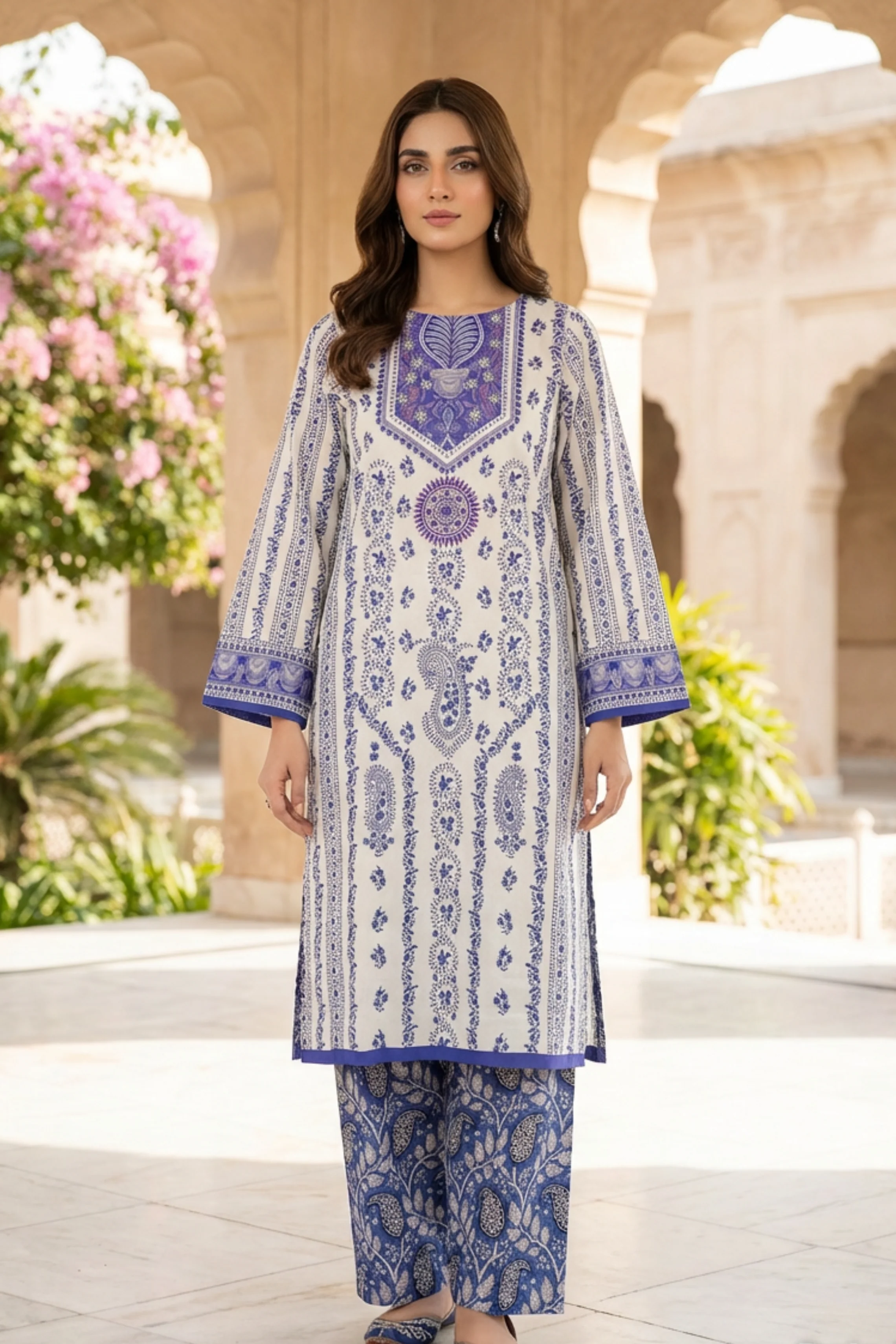 Motif Printed Cambric Suit-021 - Image 4
