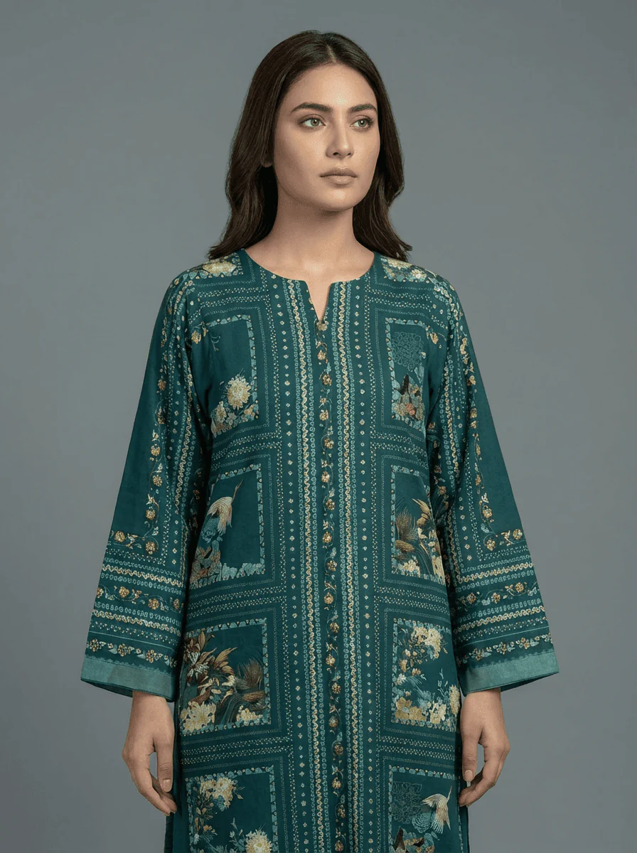 Motif Silk Printed Co-ord Set-055 - Image 3
