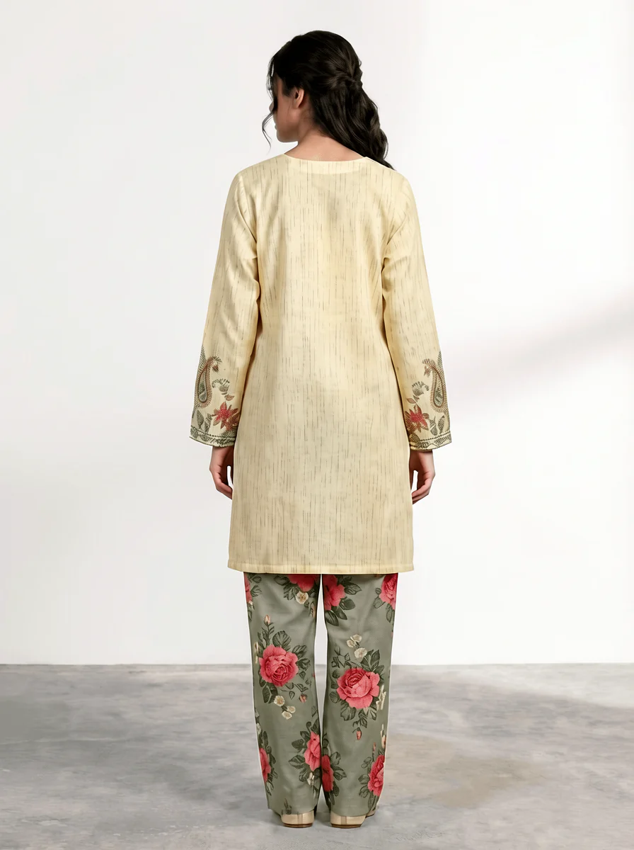 Motif Raw Silk Printed Co-ord Set-060 - Image 5