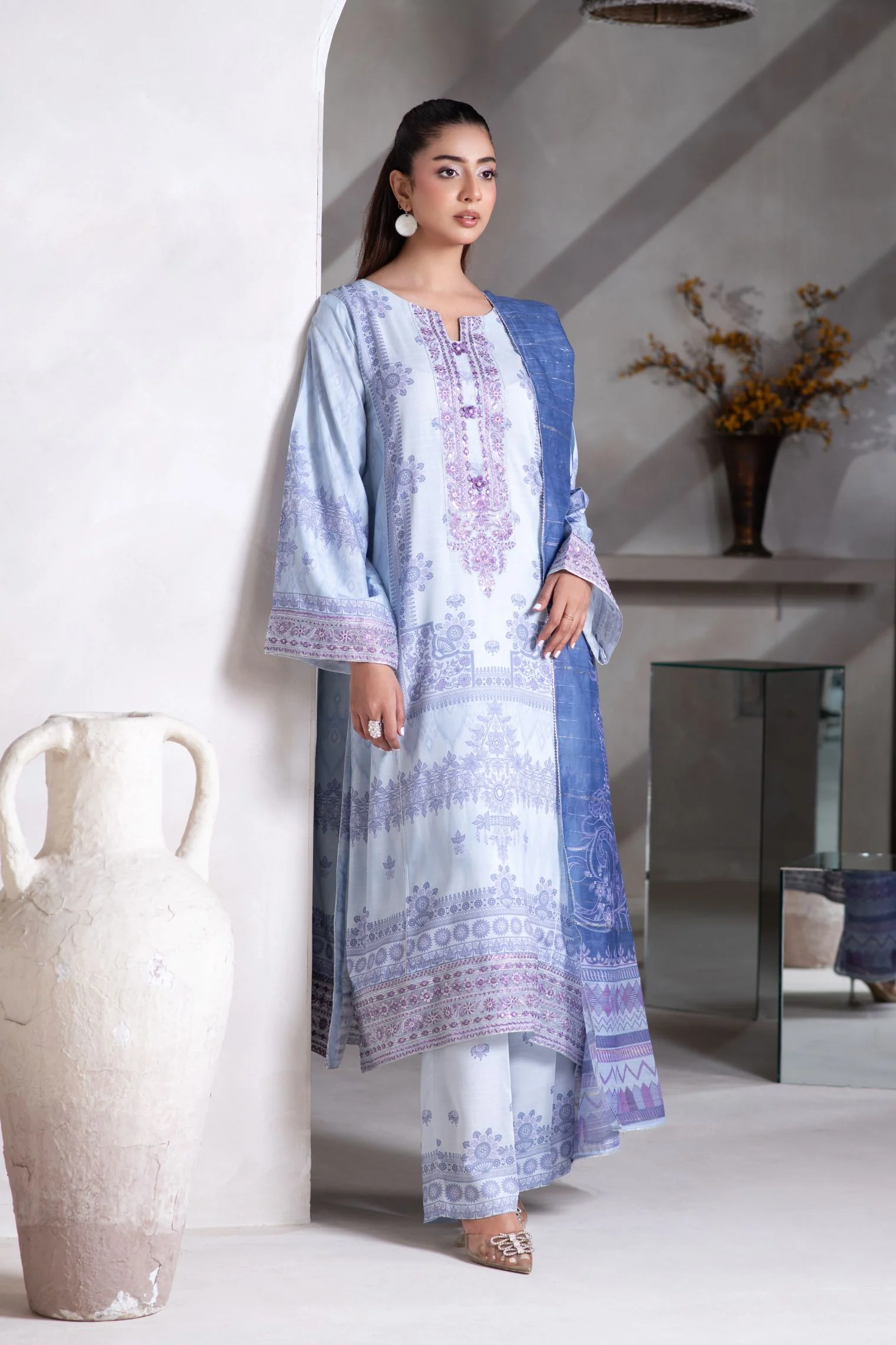 Motif Viscose Printed Suit-043 - Image 10