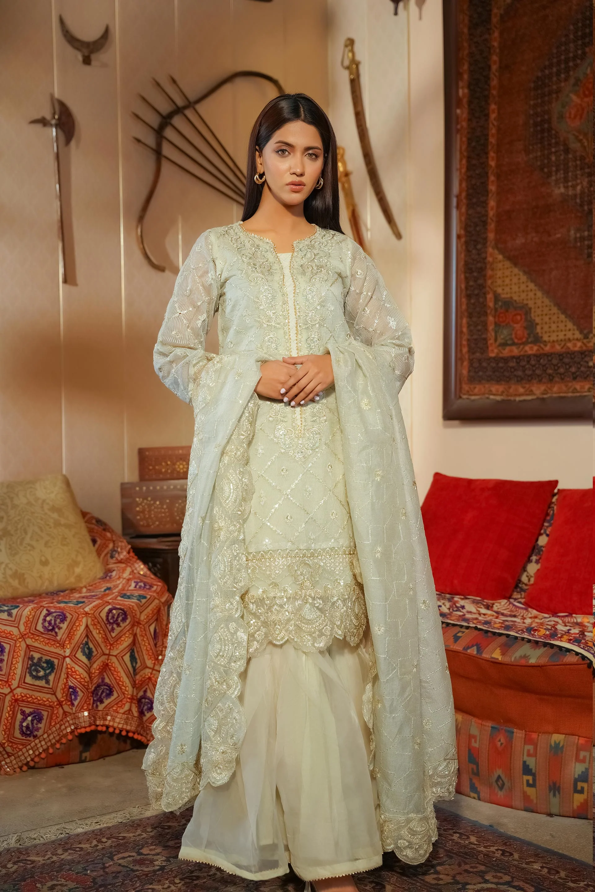 Motif Tilla and sequence Embroidered Suit-3403 - Image 3